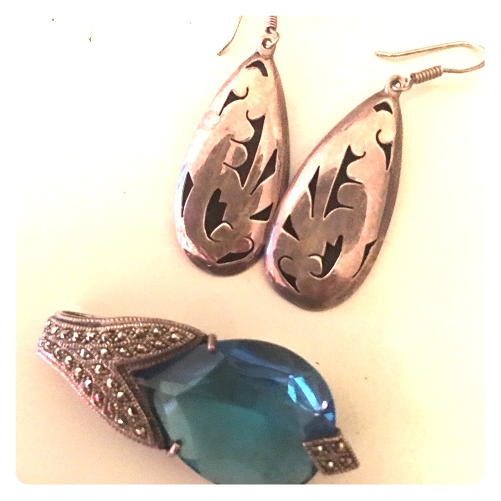 Sterling Silver Vintage Earrings and Pendant